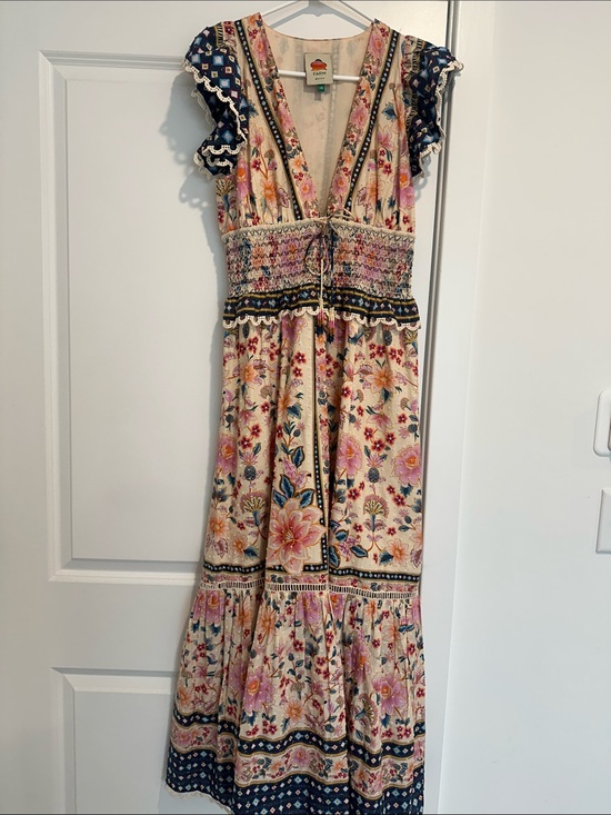 FARM Rio Dresses & Skirts - FARM Rio Floral Maxi Dress in Cream, Pink & Blue